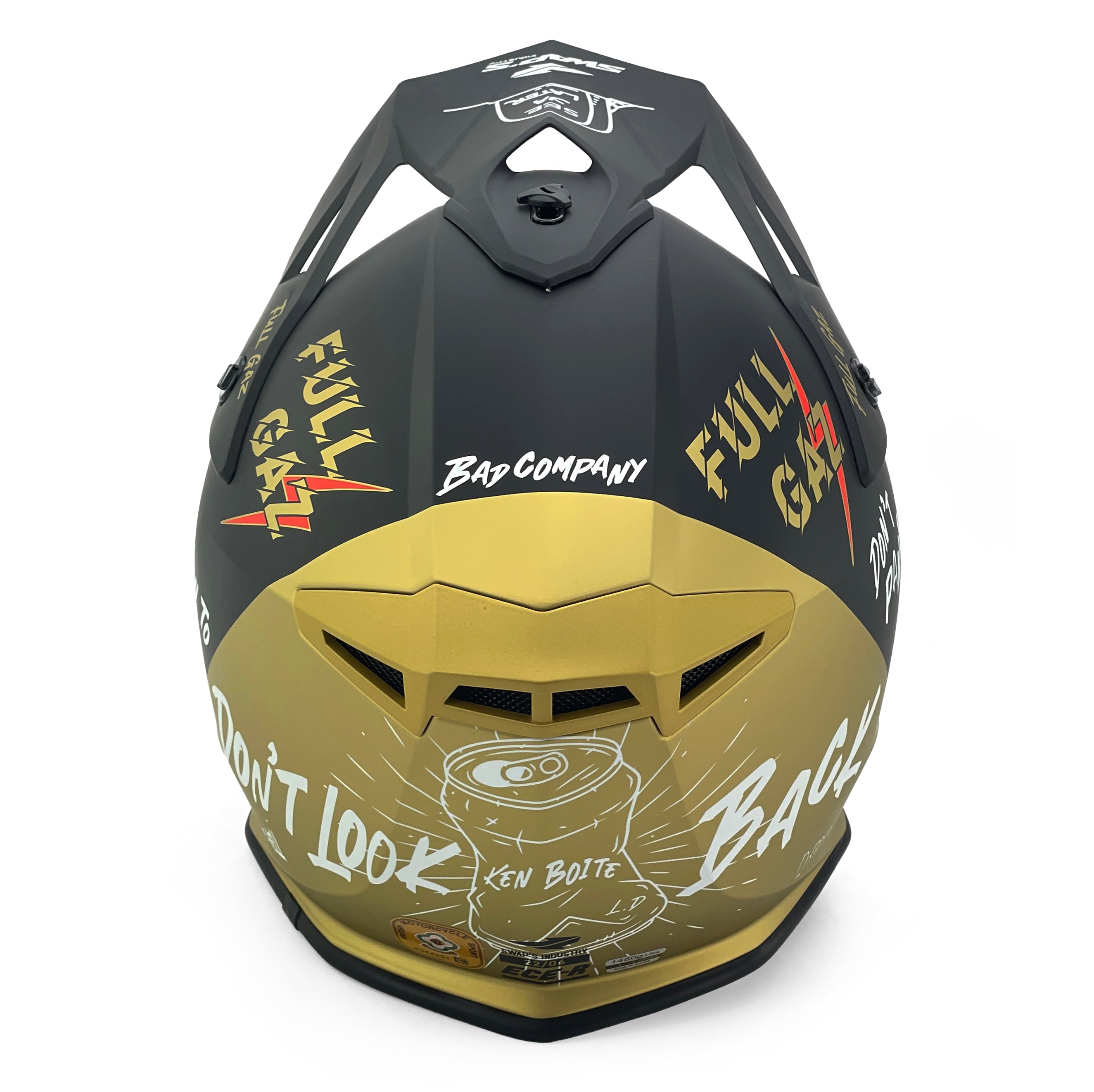MOTOCROSS HELMET SWAPS S818 - MATT BLACK GOLD FULL GAZ - SIZE L 59cm - 60cm