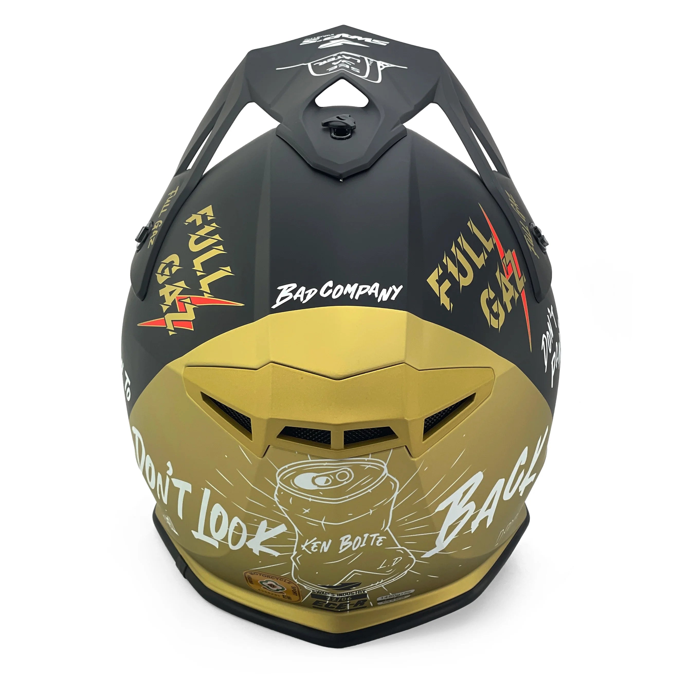MOTOCROSS HELMET SWAPS S818 - MATT BLACK GOLD FULL GAZ - SIZE M 57cm - 58cm