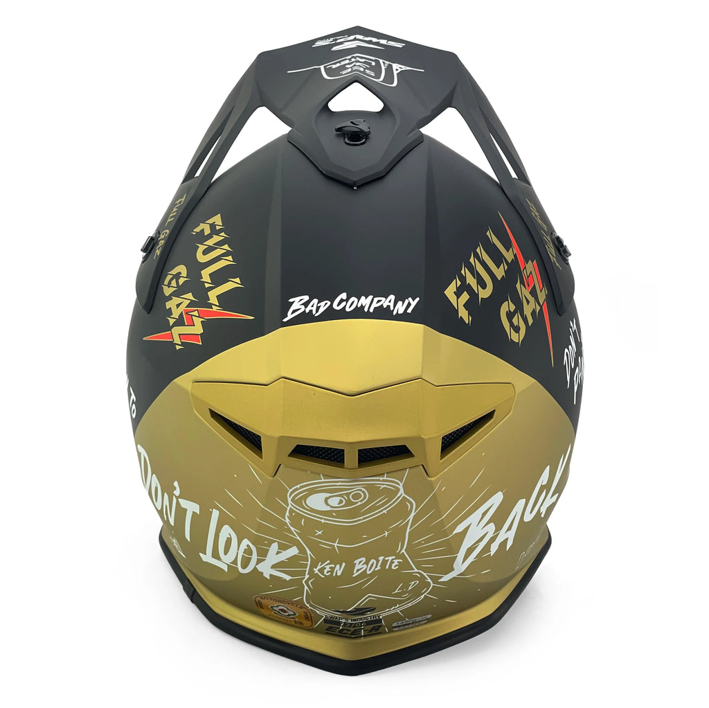 MOTOCROSS HELMET SWAPS S818 - MATT BLACK GOLD FULL GAZ - SIZE S 55cm - 56cm