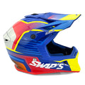 MOTOCROSS HELMET SWAPS S818 - SHINY BLUE RED YELLOW - SIZE S 55cm - 56cm