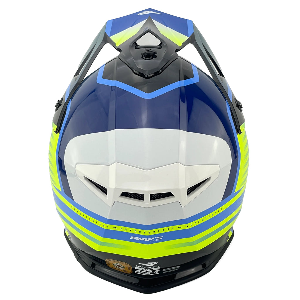 MOTOCROSS HELMET SWAPS S818 - SHINY FLUO YELLOW - SIZE XL 61cm - 62cm