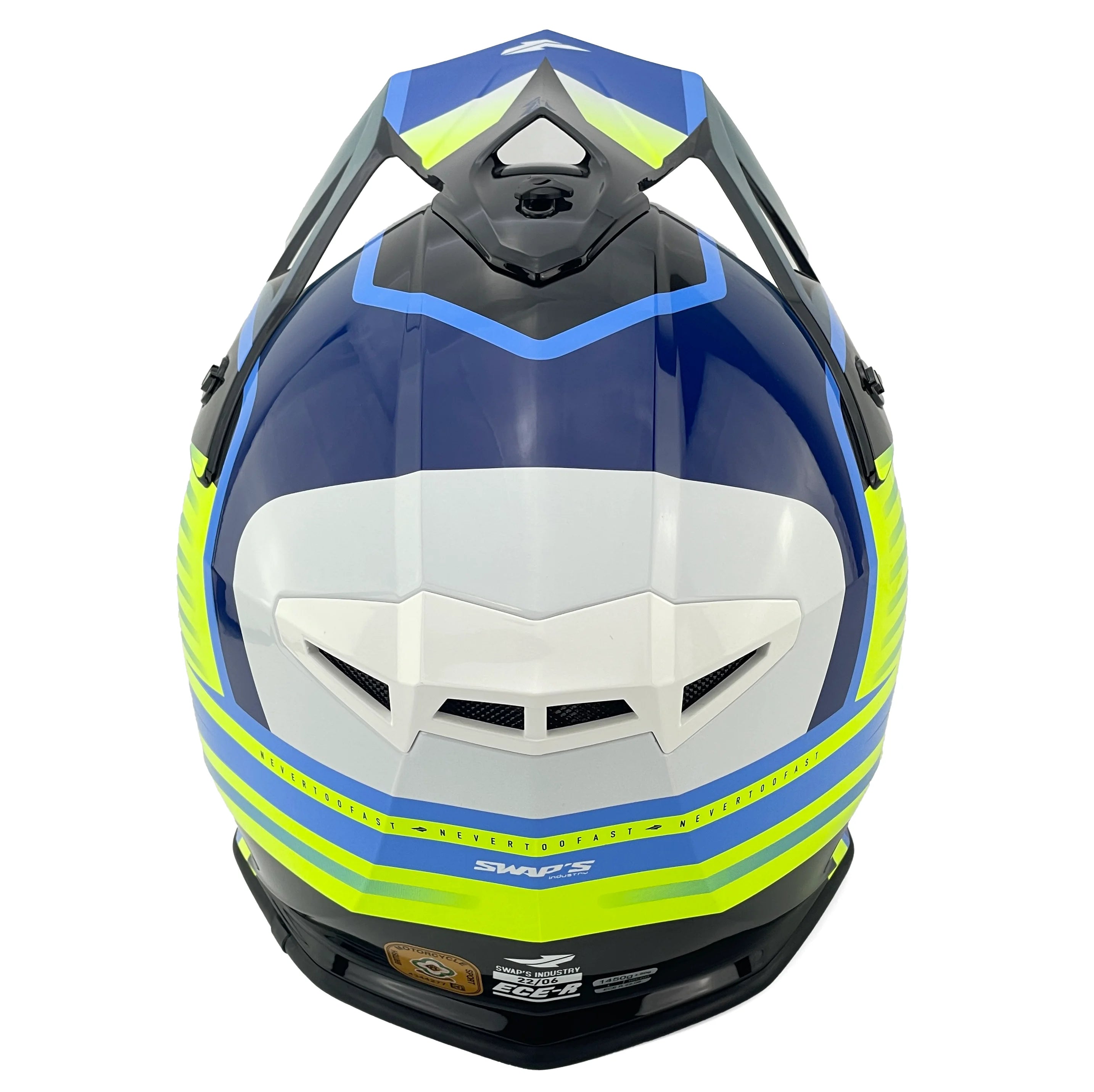 MOTOCROSS HELMET SWAPS S818 - SHINY FLUO YELLOW - SIZE XL 61cm - 62cm