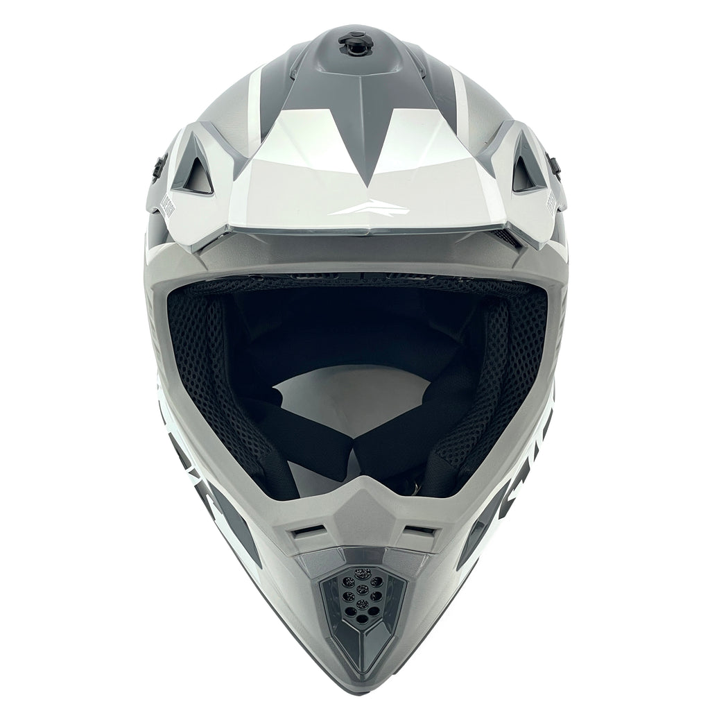 MOTOCROSS HELMET SWAPS S818 - SHINY GREY WHITE - SIZE L 59cm - 60cm