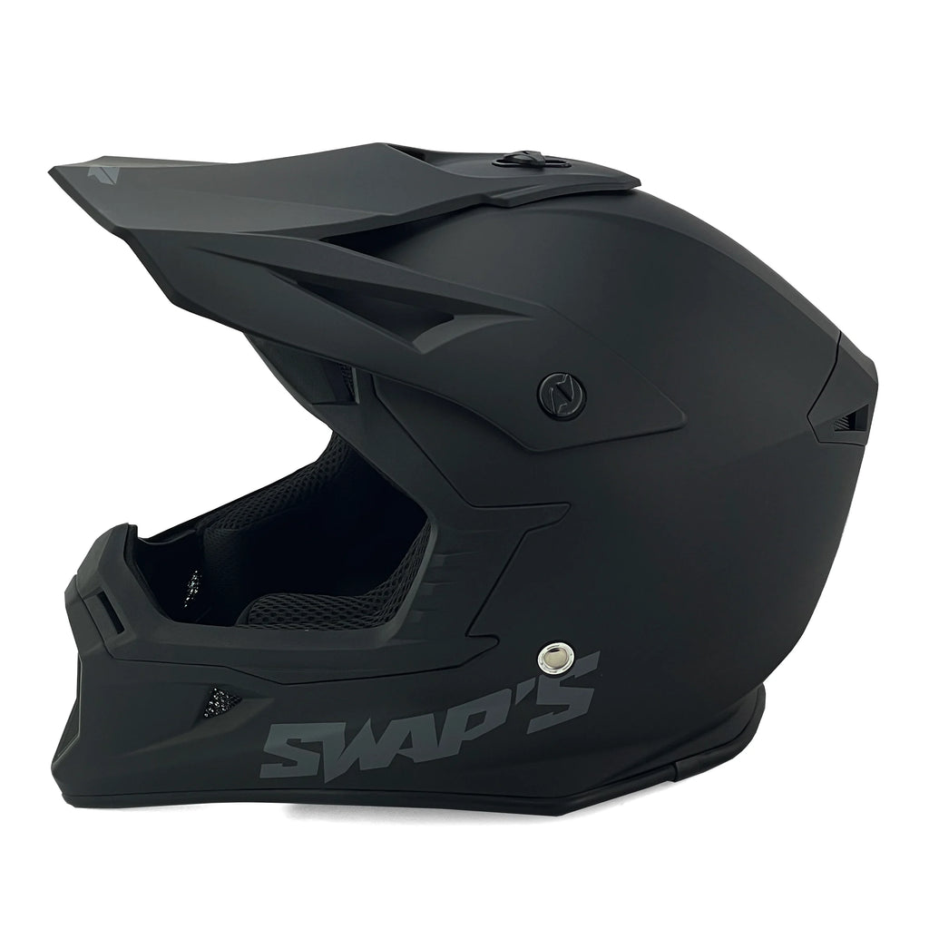 MOTOCROSS HELMET SWAPS S818 - MATT BLACK - SIZE XS 53cm - 54cm