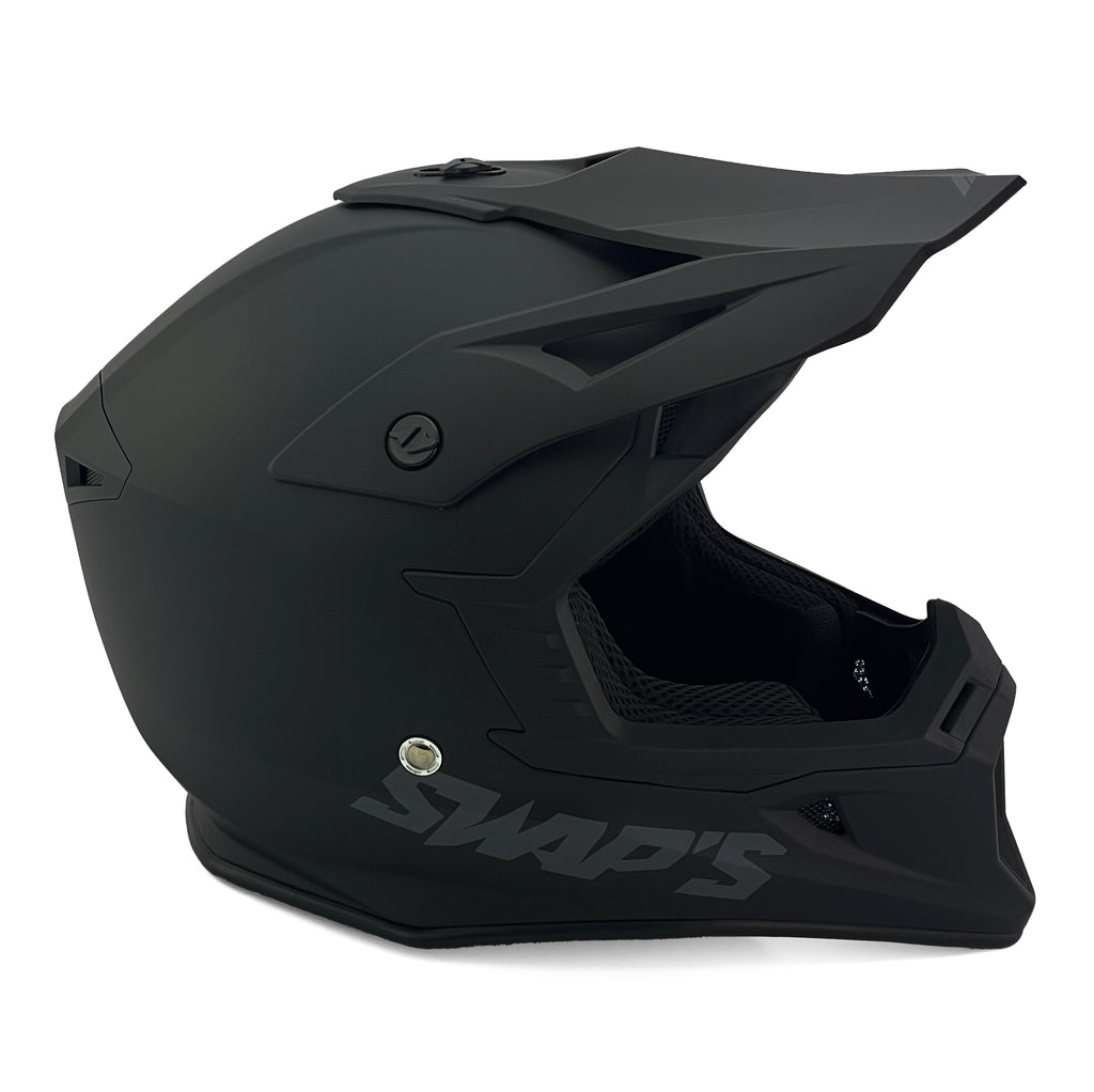 MOTOCROSS HELMET SWAPS S818 - MATT BLACK - SIZE L 59cm - 60cm