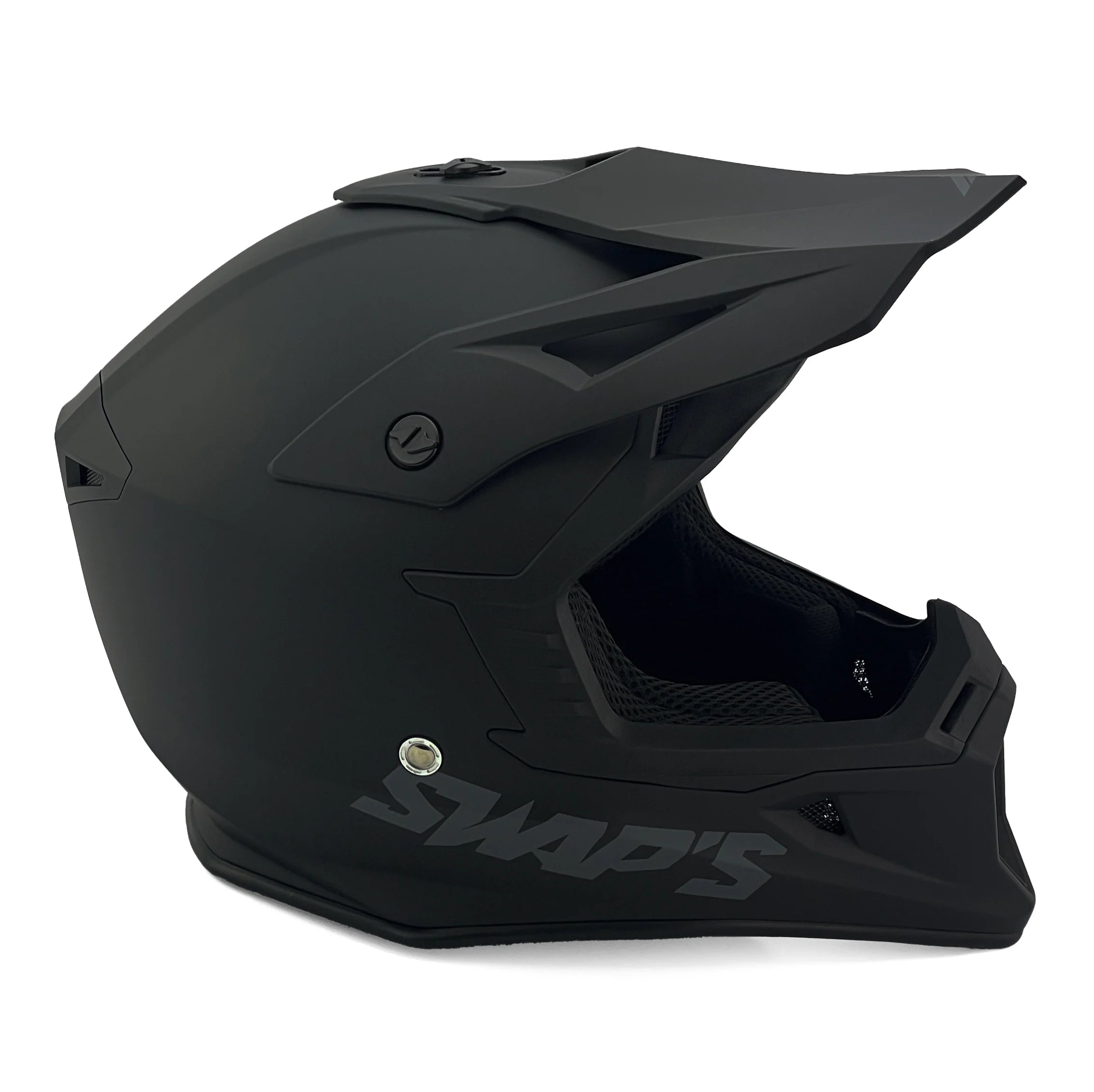 MOTOCROSS HELMET SWAPS S818 - MATT BLACK - SIZE XL 61cm - 62cm