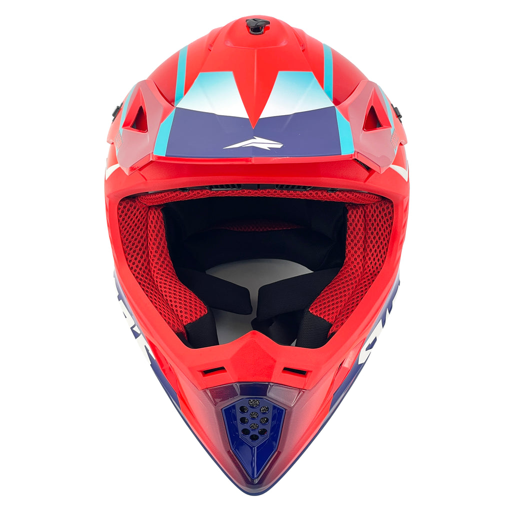 MOTOCROSS HELMET SWAPS S818 - SHINY RED BLUE WHITE - SIZE L 59cm - 60cm