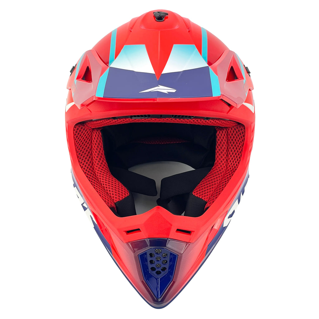 MOTOCROSS HELMET SWAPS S818 - SHINY RED BLUE WHITE - SIZE XL 61cm - 62cm