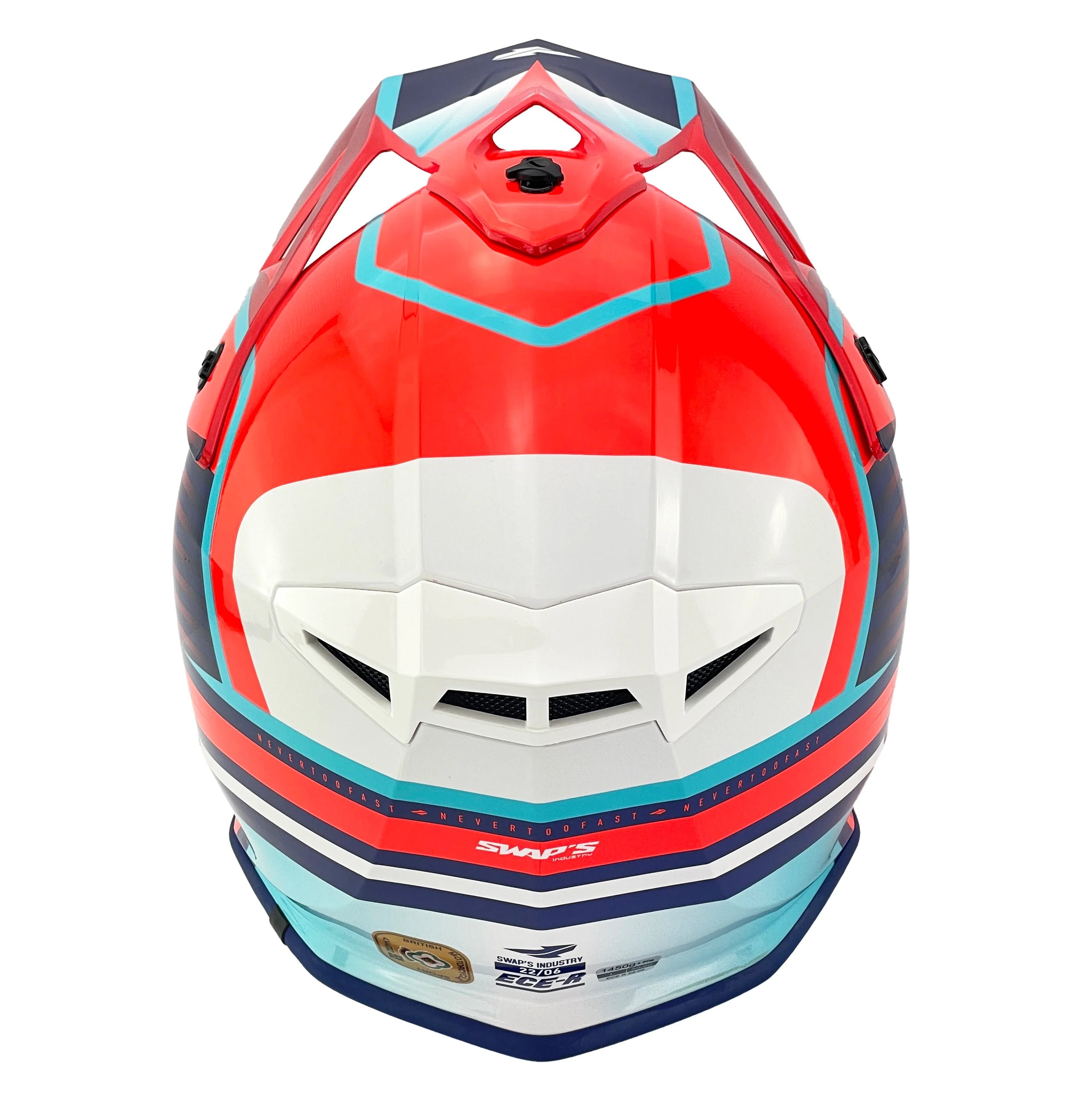 MOTOCROSS HELMET SWAPS S818 - SHINY RED BLUE WHITE - SIZE XL 61cm - 62cm