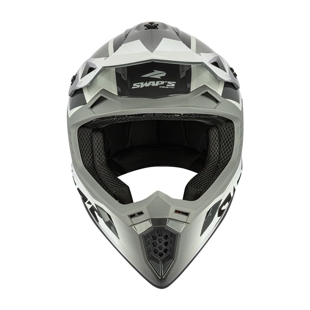 MOTOCROSS HELMET SWAPS S818 - SHINY GREY WHITE - SIZE XS 53cm - 54cm