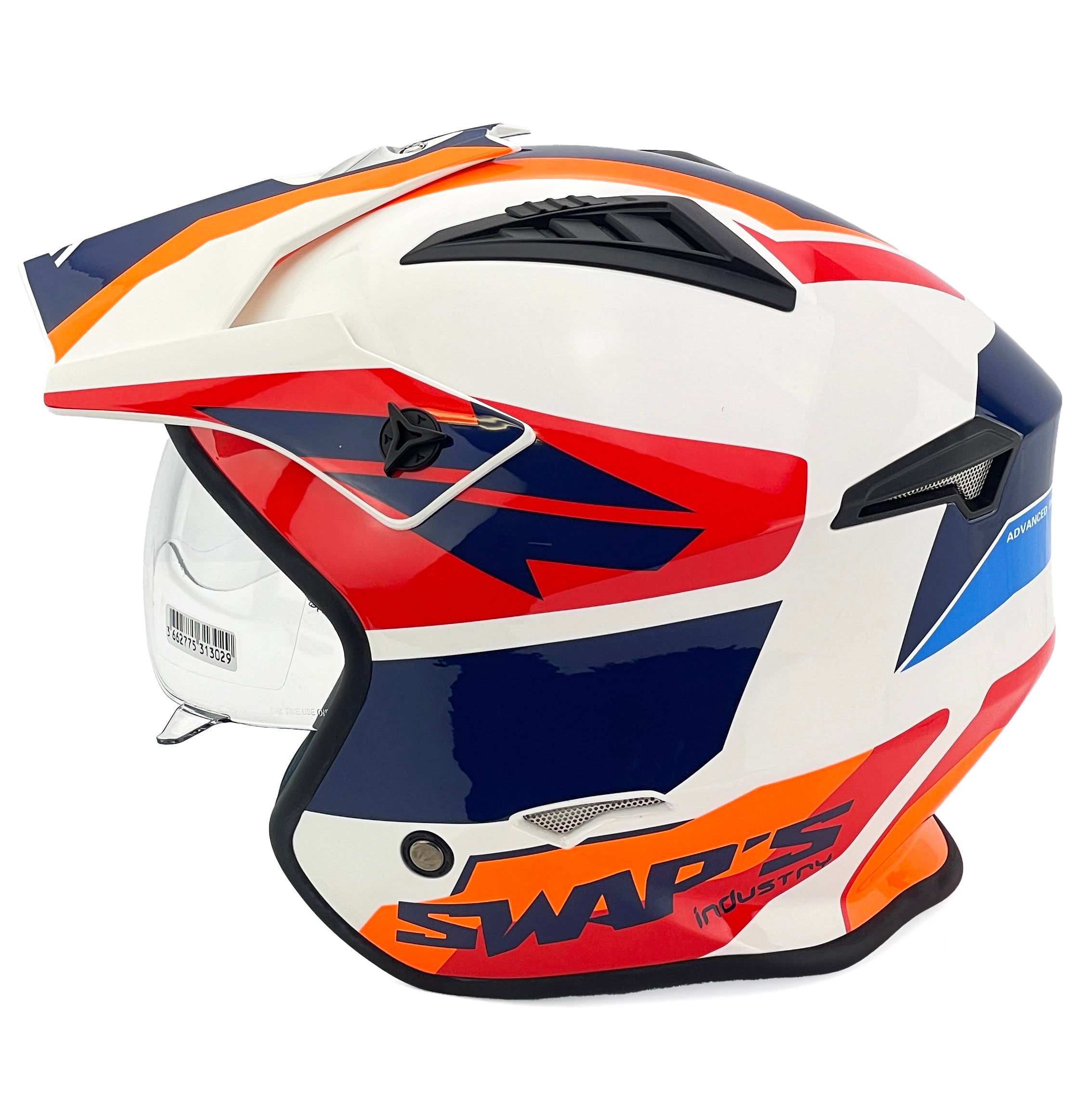HELMET JET - Small 56cm White/Red/Blue, SWAPS S769, JTR2G1502