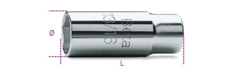 1/2 Square Drive Spark Plug Socket Chrome-Plated Hexagon End 20.8mm - Beta Tools 956C 20,8