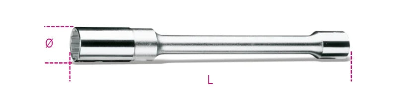 1/2 Square Drive Spark Plug Socket Bi-Hex Long Series 16mm - Beta Tools 956L 16