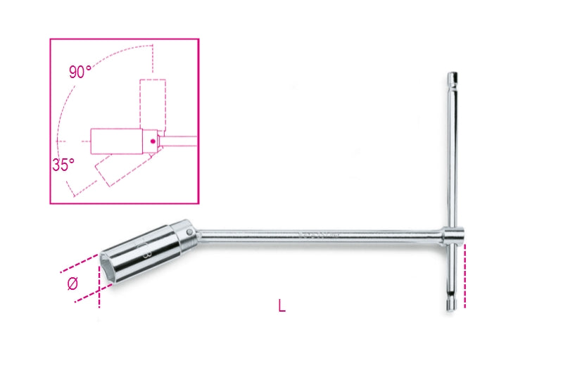 T-Handle Spark Plug Wrench with Swivelling Socket 16mm - Beta Tools 957 16