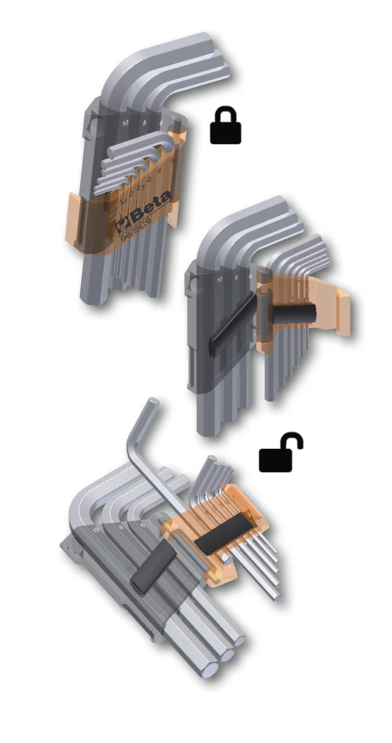 Set of 9 Offset Hexagon Key Wrenches 1.5mm - 10mm - Beta Tools 96/SC9