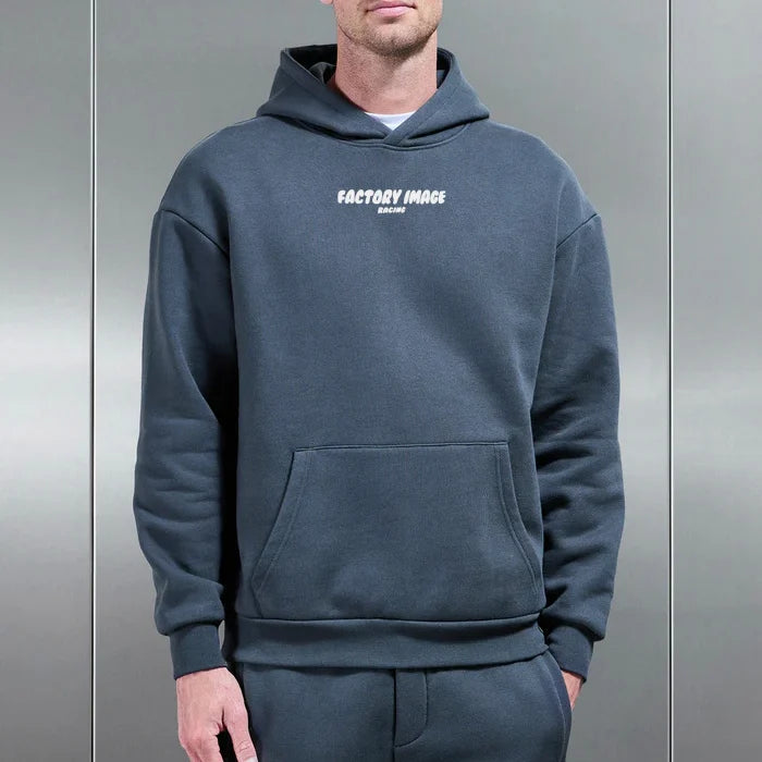 BUBBLE TEXT BLUE UNISEX HOODIE - M
