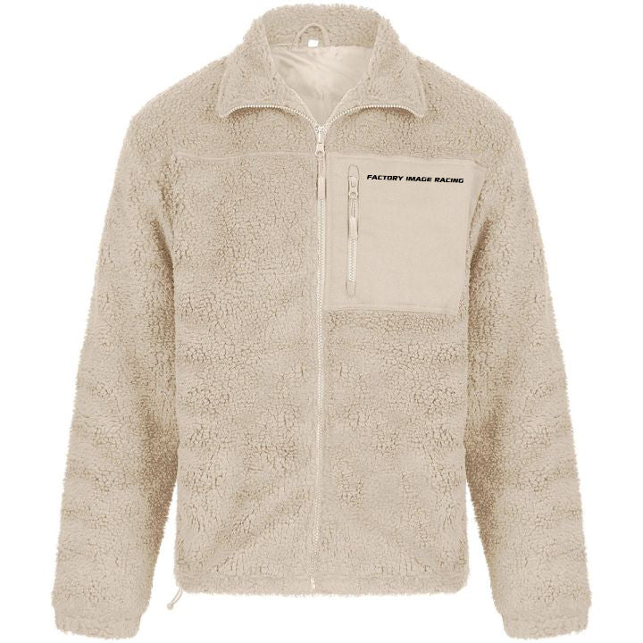 SHERPA FLEECE JACKET CREAM LARGE, FLEECE LINED, FRONT POCKET