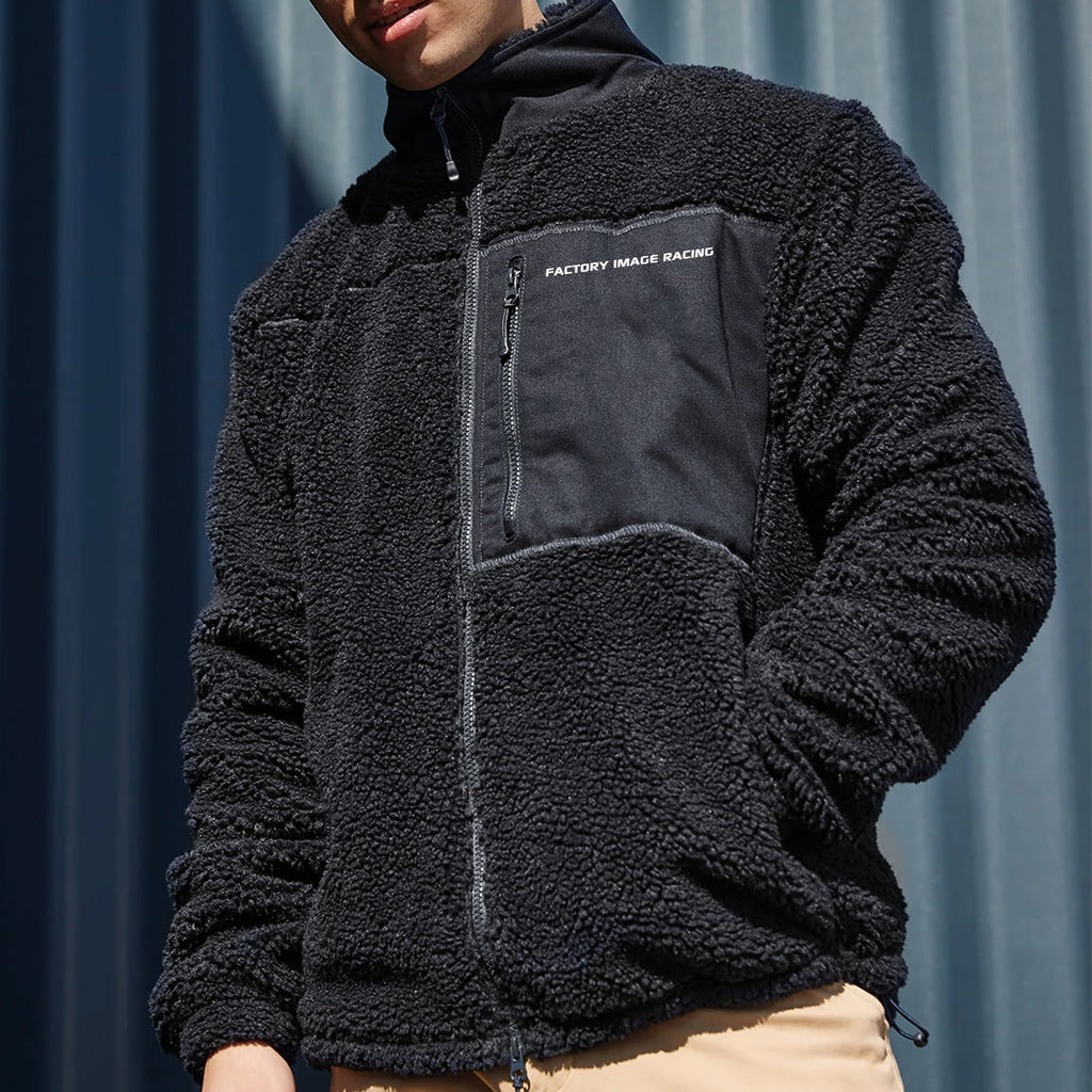 SHERPA FLEECE JACKET BLACK LARGE FLEECE LINED, FRONT POCKET
