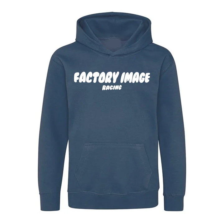 BUBBLE TEXT BLUE KIDS HOODIE - SIZE - 7/8