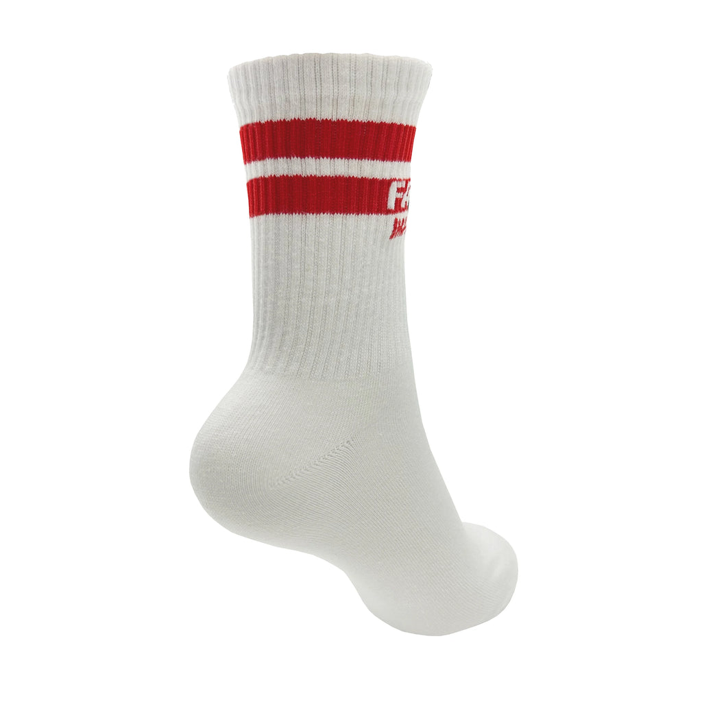 UNISEX SOCKS WHITE WITH RED FIR DESIGN SIZE S (UK 4-7)