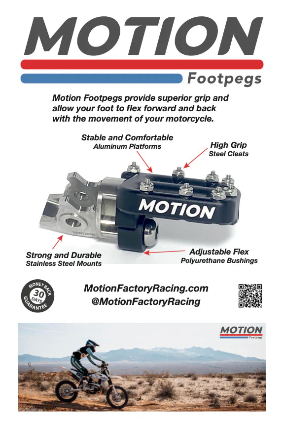 MOTION FACTORY FLEX-MOUNT FOOTPEGS - TRAIL ADVENTURE KTM HUKSQVARNA GASGAS BETA SHERCO YAMAHA BMW KOVE GPX