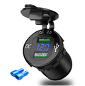 QUICK CHARGE 3.0 USB BLACK POWER OUTLET FAST CHARGE WITH LED VOLTMETER