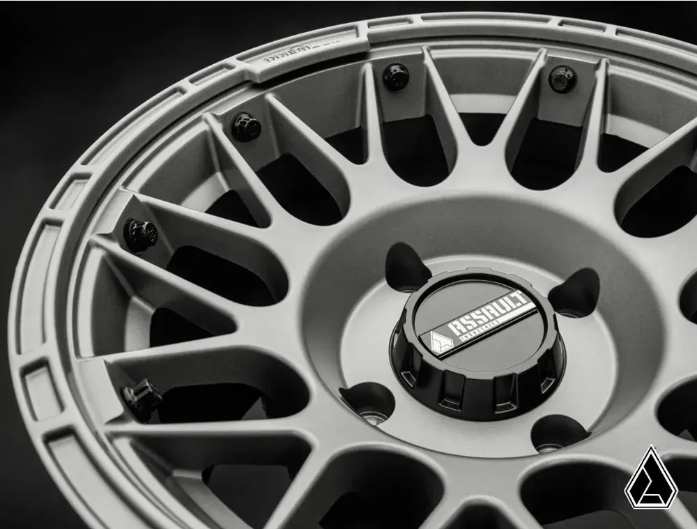 15x10 ASSAULT INDUSTRIES HELLFIRE BEADLOCK WHEELS, MATTE TITANIUM 4/136 4/137 (4x136 4x137) WHL-136-4-15-7-ILMT
