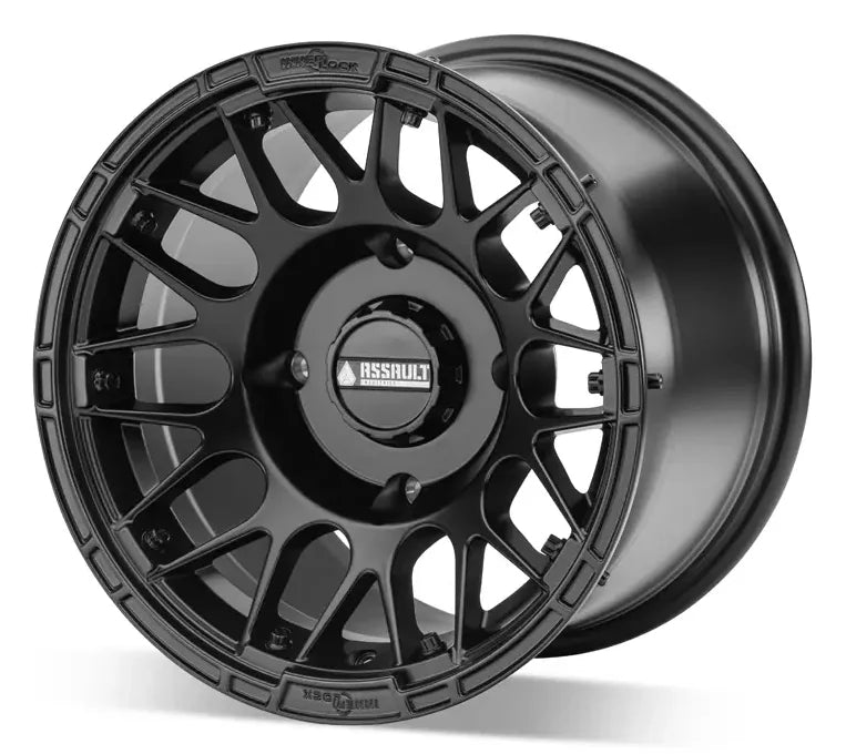 15x7 ASSAULT INDUSTRIES HELLFIRE BEADLOCK WHEELS, SATIN BLACK 4/156 4x156 WHL-156-4-15-7-ILSB