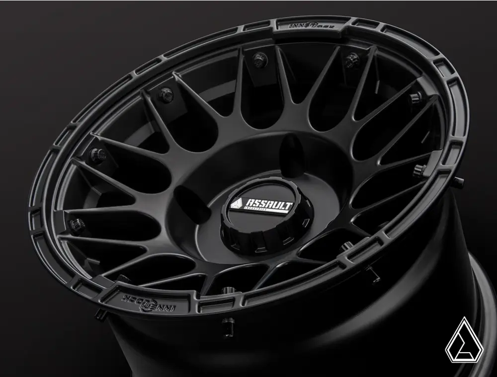 15x10 ASSAULT INDUSTRIES HELLFIRE BEADLOCK WHEELS, SATIN BLACK 4/136 4/137 (4x136 4x137) WHL-136-4-15-10-ILSB