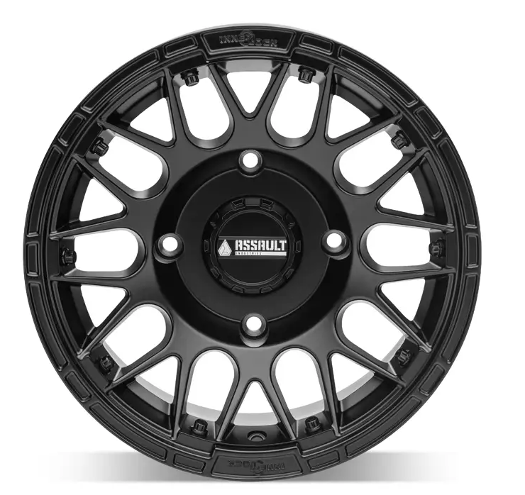 15x10 ASSAULT INDUSTRIES HELLFIRE BEADLOCK WHEELS, SATIN BLACK 4/136 4/137 (4x136 4x137) WHL-136-4-15-10-ILSB