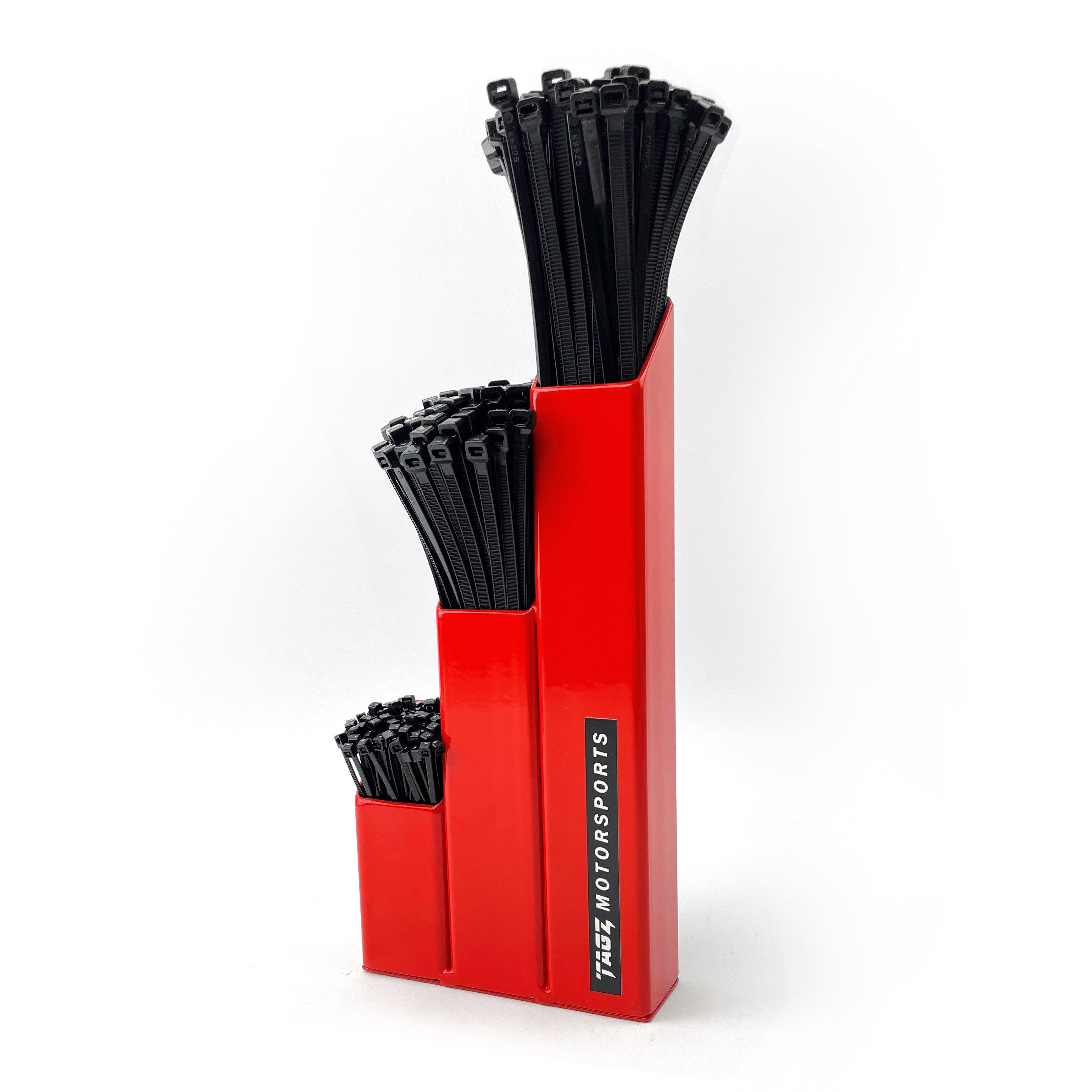 TAGZ RED ZIP TIE HOLDER WITH 300pcs, 40mm 3 ZONE ORGANIZER STORAGE WORKSHOP SHED GARAGE