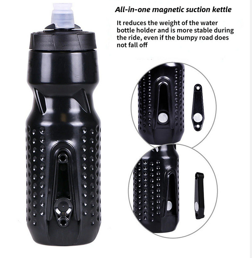 Magnetic Cycling Water Bottle Holder Cage 710ml - Black - Fidlock Style Connection