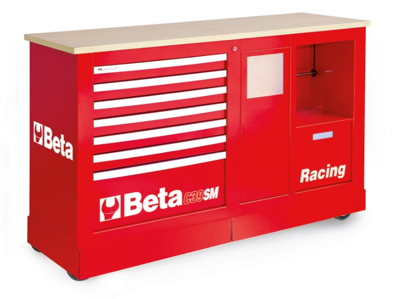Special Mobile Roller Cabinet Racing SM Type with 7-Drawer Module and Service Module - Beta Tools C39SM-O