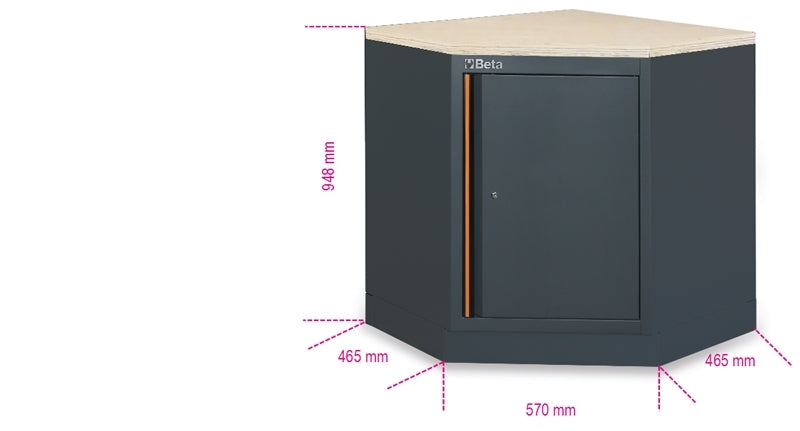 Lower Corner Module with Wood Worktop and Storage for Workshop - BetaC45PRO C45PRO CAI/W