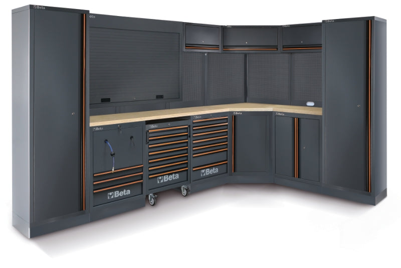 Workshop Equipment Combination with Wood Worktops, Drawers, Tool Panels, and Cabinets - BetaC45PRO C45PRO GW