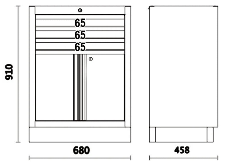 Fixed Module with 3 Drawers and 2 Doors for Workshop - BetaC45PRO C45PRO M3A