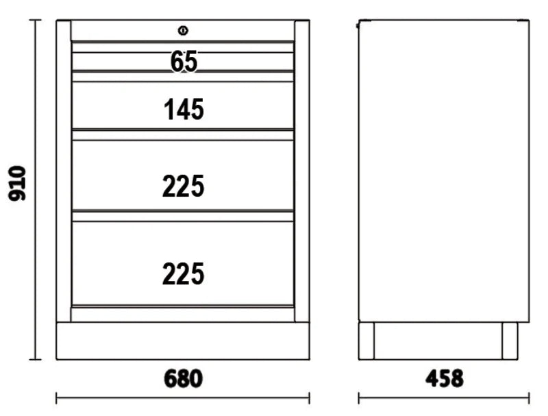 Fixed Module with 4 Drawers for Workshop - BetaC45PRO C45PRO M4