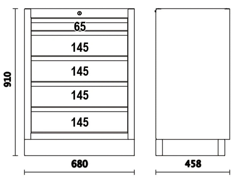 Fixed Module with 5 Drawers for Workshop - BetaC45PRO C45PRO M5