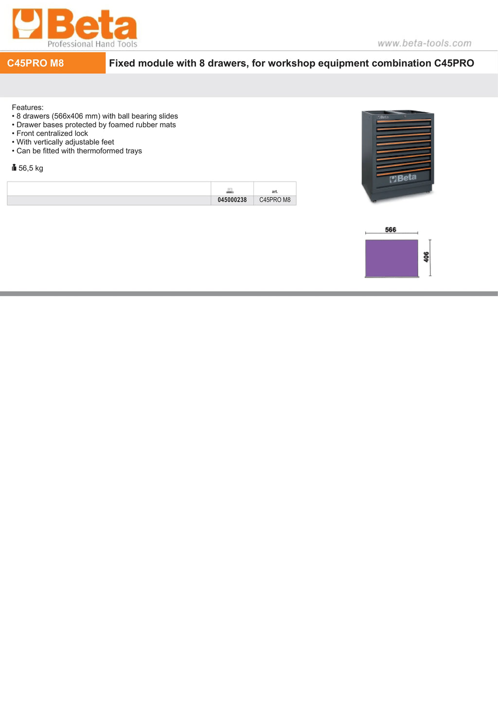 Fixed Module with 8 Drawers for Workshop - BetaC45PRO C45PRO M8