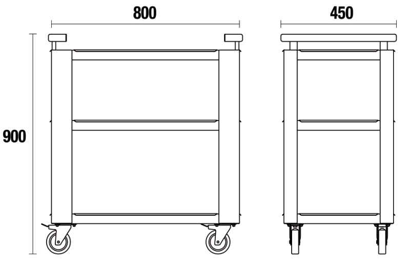 3-Tier Tool Trolley with Adjustable Middle Shelf for Workshop - BetaC45PRO C45PRO T3