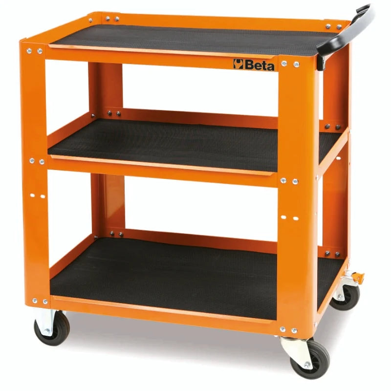 Trolley with 3 Antislip Rubber Tops, Ergonomic Handle, 4 Castors 100mm, 200kg Load Capacity - Beta Tools C51 G