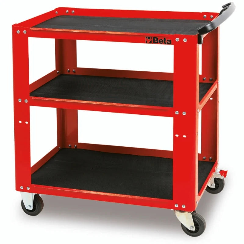 Trolley with 3 Antislip Rubber Tops, Ergonomic Handle, 4 Castors 100mm, 200kg Load Capacity - Beta Tools C51 G