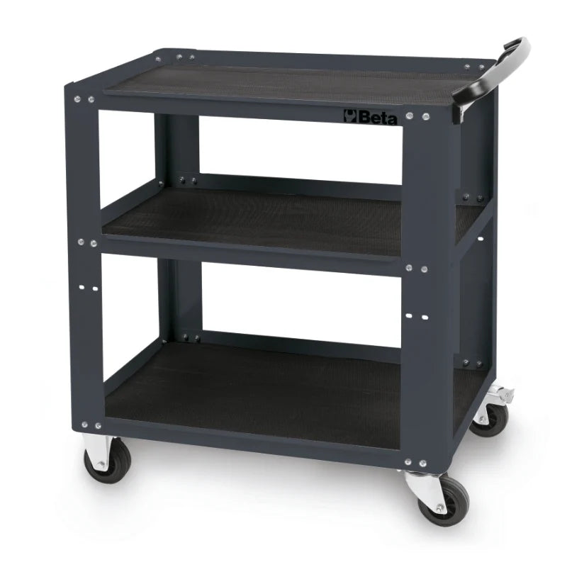 Trolley with 3 Antislip Rubber Tops, Ergonomic Handle, 4 Castors 100mm, 200kg Load Capacity - Beta Tools C51 G