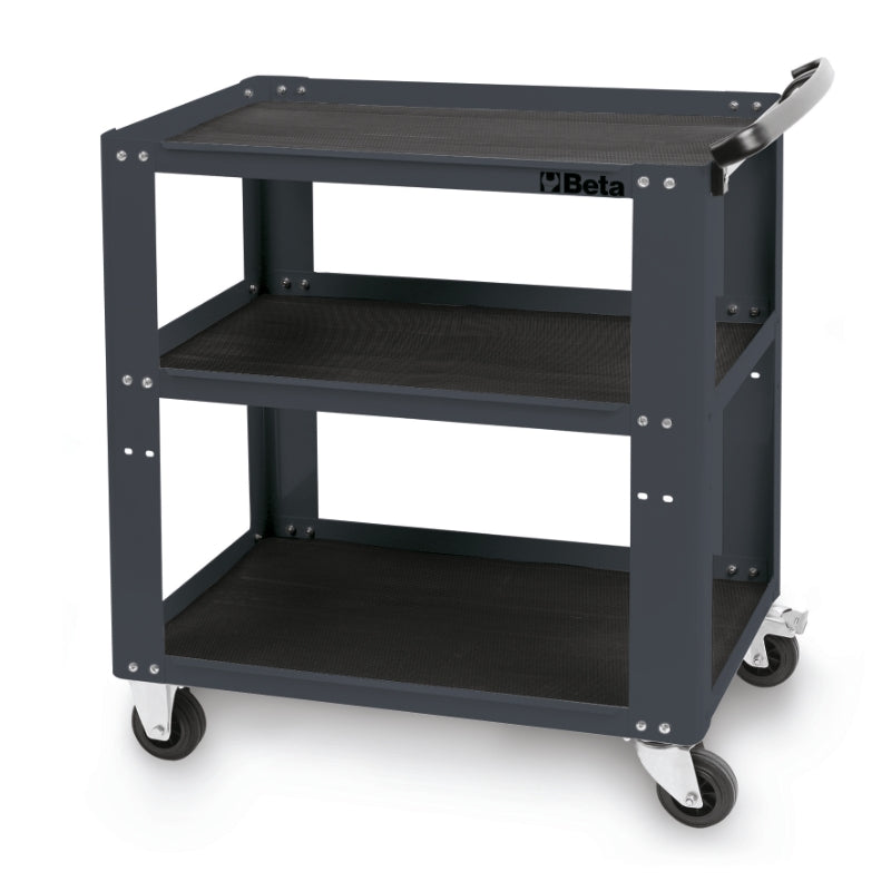 Trolley with 3 Antislip Rubber Tops, Ergonomic Handle, 4 Castors 100mm, 200kg Load Capacity - Beta Tools C51 O
