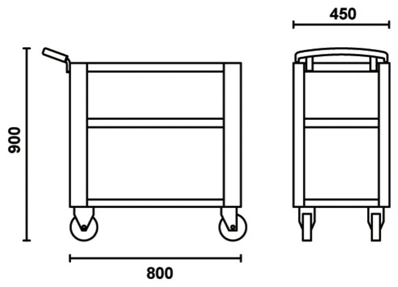 Trolley with 3 Antislip Rubber Tops, Ergonomic Handle, 4 Castors 100mm, 200kg Load Capacity - Beta Tools C51 G