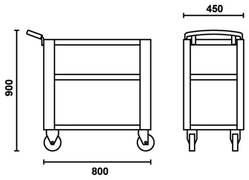 Trolley with 3 Antislip Rubber Tops, Ergonomic Handle, 4 Castors 100mm, 200kg Load Capacity - Beta Tools C51 O