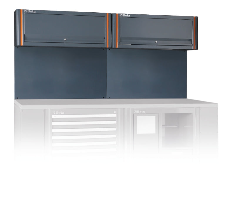 Tool Wall System with 2 Suspended Cabinets, Gas Springs, 2050x620mm Wall Panel, Fits 2m Workbench - BetaRSC55 C55/2PM