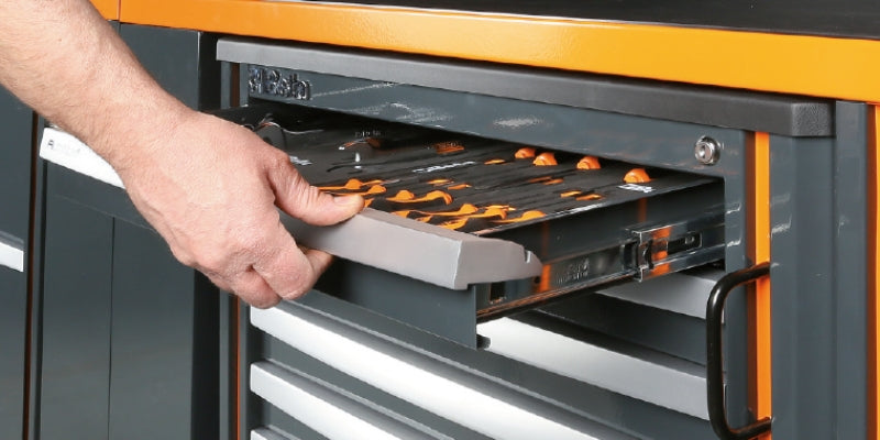 Workshop Equipment Set with Two-Door Cabinet, Workbench, 7-Drawer Module, Service Module, Tool Panel, 2.85x2.00x0.76m - BetaRSC55 C55AB