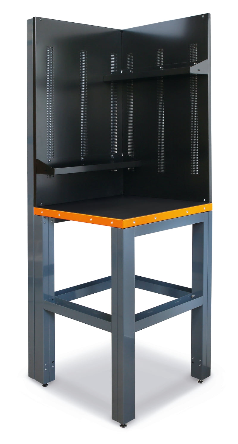 Self-Supporting Complete Corner Worktop, 700x700mm, with Tool Wall Systems and Fixing Shelves - BetaRSC55 C55AC-O