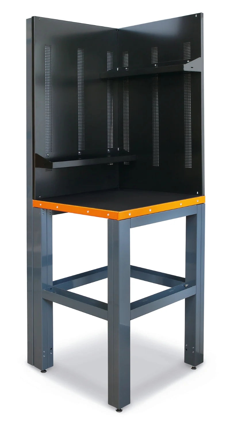 Self-Supporting Complete Corner Worktop, 700x700mm, with Tool Wall Systems and Fixing Shelves - BetaRSC55 C55AC-G